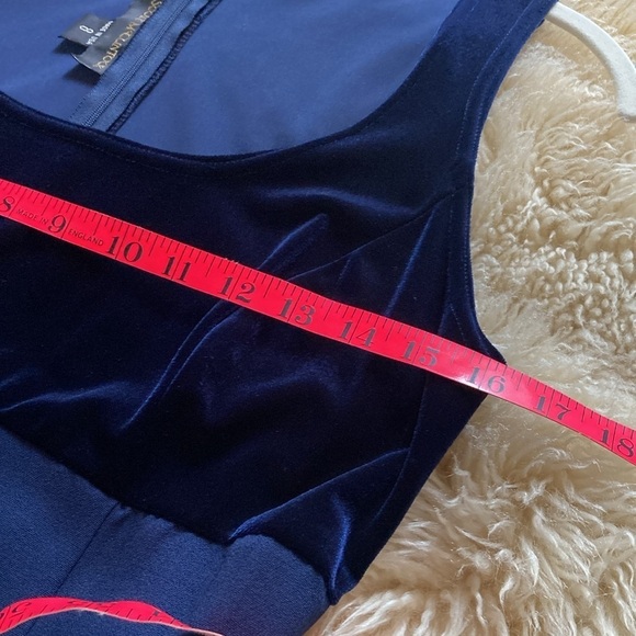 Navy velvet bodice full length dress size 8 - Picture 7 of 8